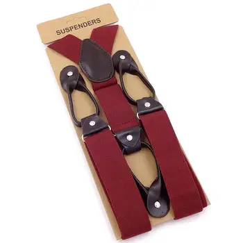 

New Fashion Men's braces 6 clips suspenders male vintage casual suspenders spaghetti strap Genuine leather Free shipping