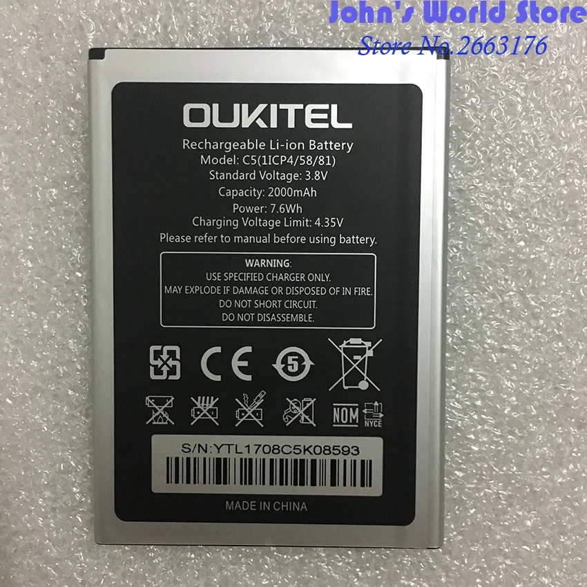 

100% New Battery for Oukitel C5 2000mah Special Spare Battery for Oukitel C5 PRO Mobile Phone