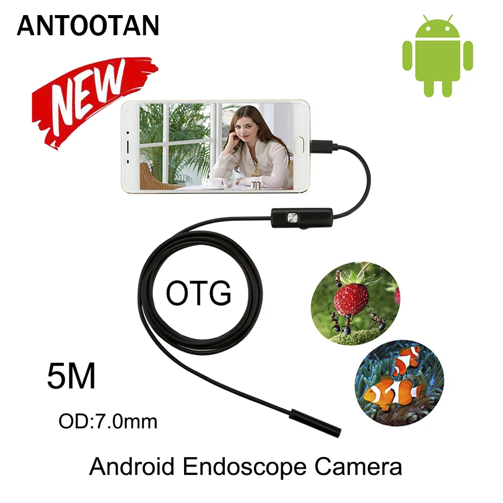 

5M Micro USB Android Endoscope Camera 7mm Len Flexible Snake USB Pipe Portable Inspection Micro USB Borescope Camera