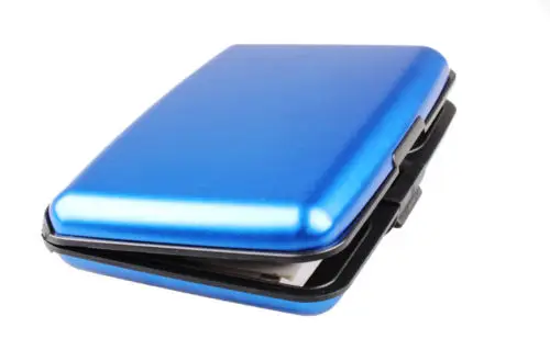 Модный тонкий ID держатель для кредитных карт Карманный Чехол кошелек RFID несканирующий металлический мужской женский кошелек чехол для карт - Цвет: Blue