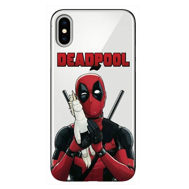 Мягкий чехол из ТПУ с котом и дэдпулом для iPhone 11 11PRO MAX XS 5 6 6S Plus 7 XR 8 8Plus Прошитый