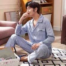 Мужские пижамы, мужские комплекты, хлопковые мягкие удобные пижамы, мужские пижамы с длинными рукавами, штаны для сна, домашний комплект, одежда для сна