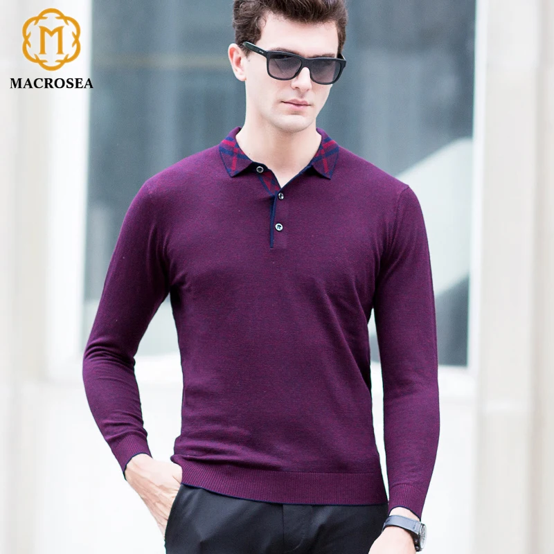 MACROSEA Men's Luxury Pure Wool Pullover Formal Business Sweaters Plaid
