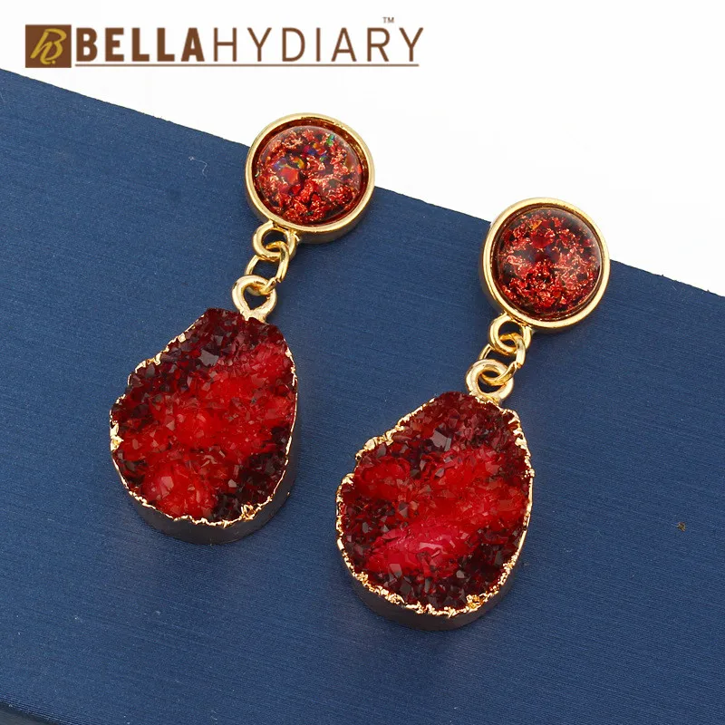 Bijoux, корейские винтажные красные серьги из друзы и смолы, висячие серьги для женщин, ювелирное изделие, массивные Подарки для женщин, аксессуары Brinco