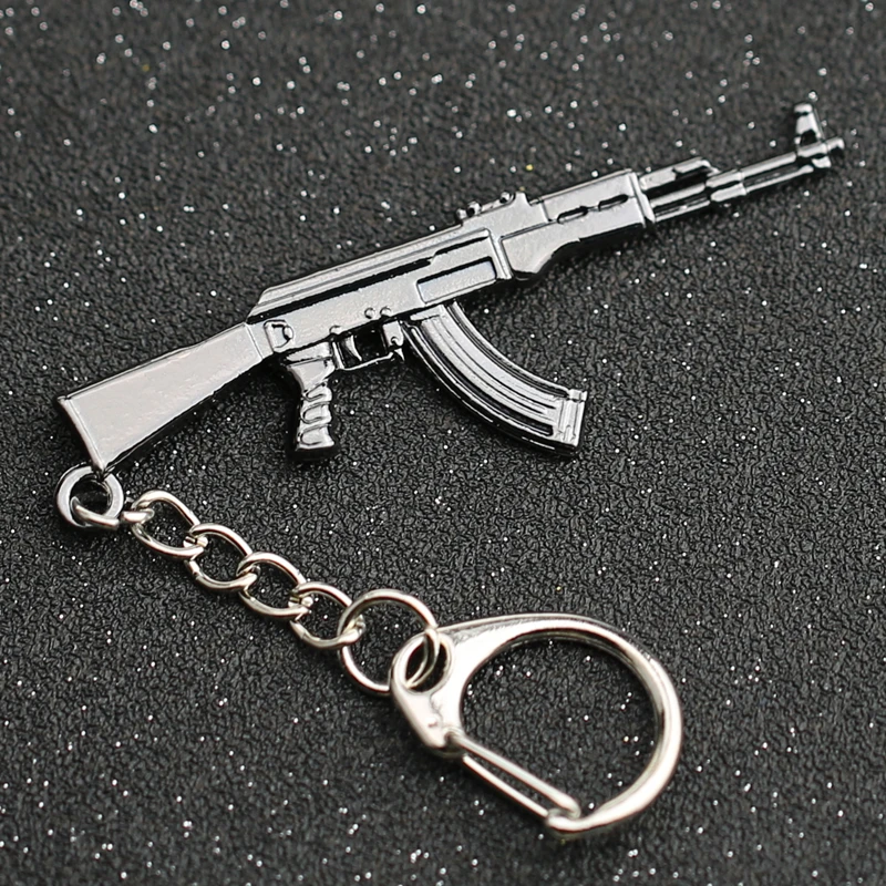 

CS GO CSGO CF Keychain AK 47 Rifle Gun Weapon Counter Strike Cross Fire AK47 AK-47 Keyring Key Chain Ring PUBG Jewelry Wholesale