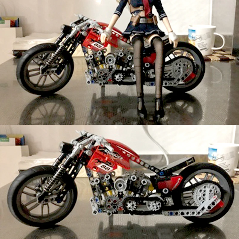 Decool блоки Harleys мотоцикл совместимый LGSET Ciyt Technic 8051 модель мотоцикла Строительные