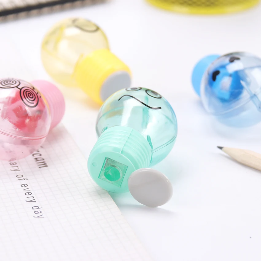 1PC Creative Bulb Pencil Sharpener Plastic Pencil Sharpener For Kids Gifts Stationery School Office Supplies