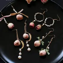 CSxjd натуральный пресноводный жемчуг Роза сухоцветы кулон серьги для женщин Подарки Ювелирные Изделия