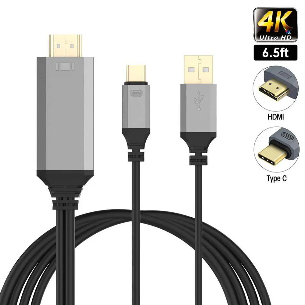 USB C к HDMI кабель папа Тип адаптер 4K 2 м высокой четкости видео для Macbook Type