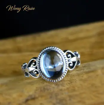 

Wong Rain Vintage 100% 925 Sterling Silver Natural Topaz Gemstone Wedding Engagement Ring Fine Women Jewelry Gifts Wholesale