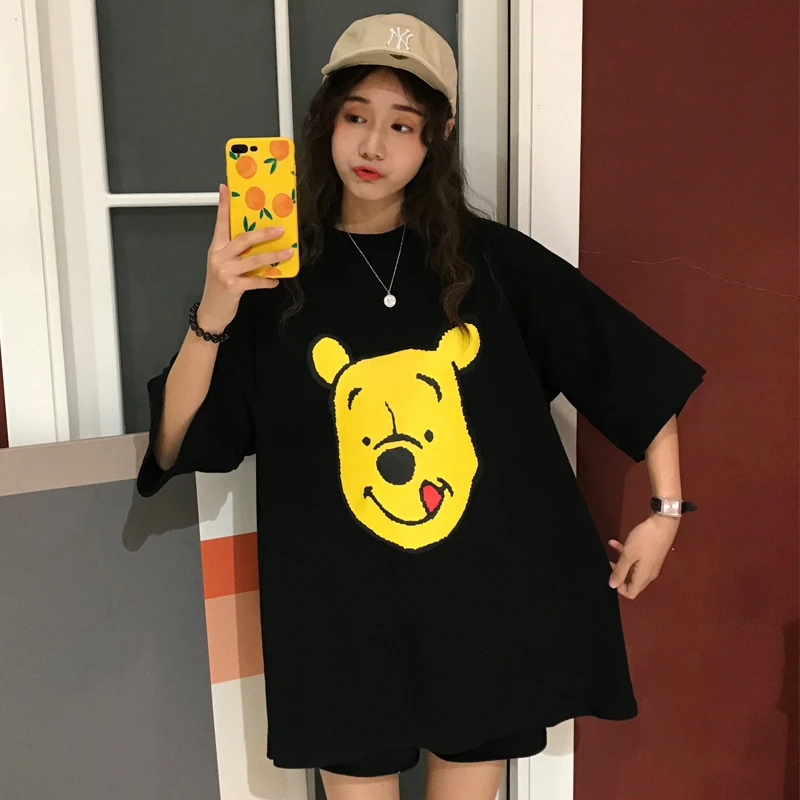 Женская футболка с короткими рукавами Ulzzang Harajuku Повседневная Уличная летняя в