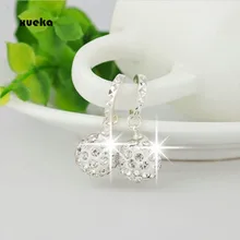 Silver Color Circular Drop Earrings female Models Shamballa Fashion Jewelry Lovely Wild Super Flash Retro Crystal