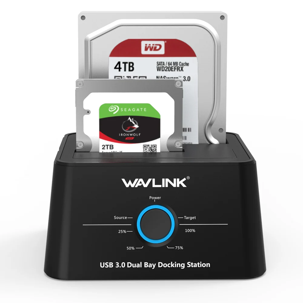 Док станция Wavlink USB 3 1 TypeC для SATA Dual Bay 2 5/3 5 SSD HDD 1/2 корпус 2*8 ТБ автономное создание