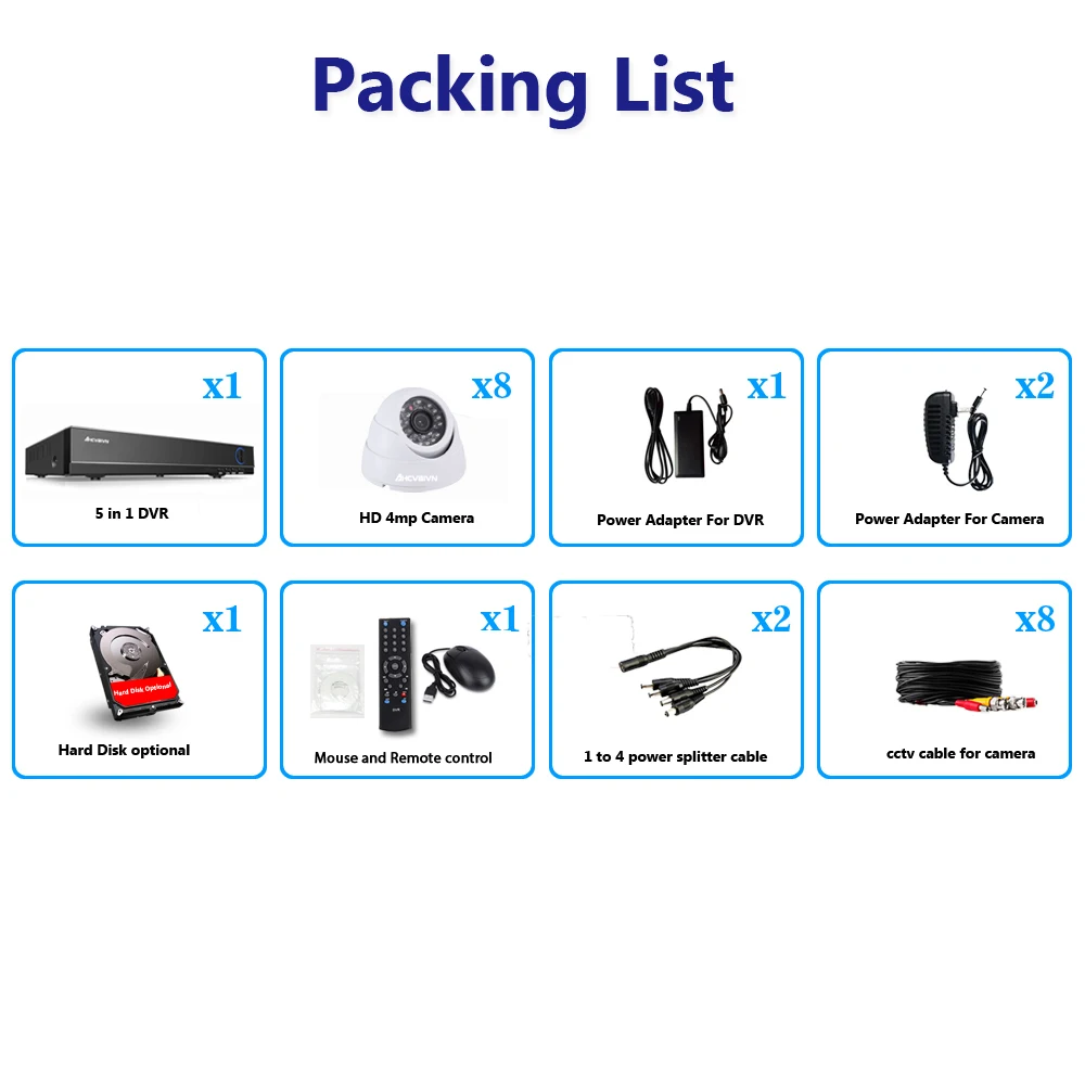 8CH 4MP HDMI DVR Home Security indoor AHD 8 Channel Video Surveillance 4MP CCTV Camera System Night Vision Kit With 2TB HDD 8CH 4MP HDMI DVR Home Security indoor AHD 8 Channel Video Surveillance 4MP CCTV Camera System Night Vision Kit With 2TB HDD