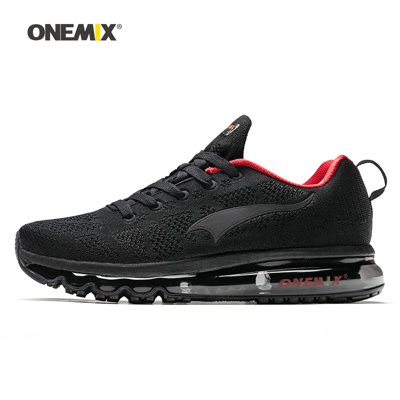 Скидка ONEMIX мужская спортивная обувь для мужчин красивые Zapatillas спортивные кроссовки Черный Красный Спортивная воздушная подушка уличные беговые П...