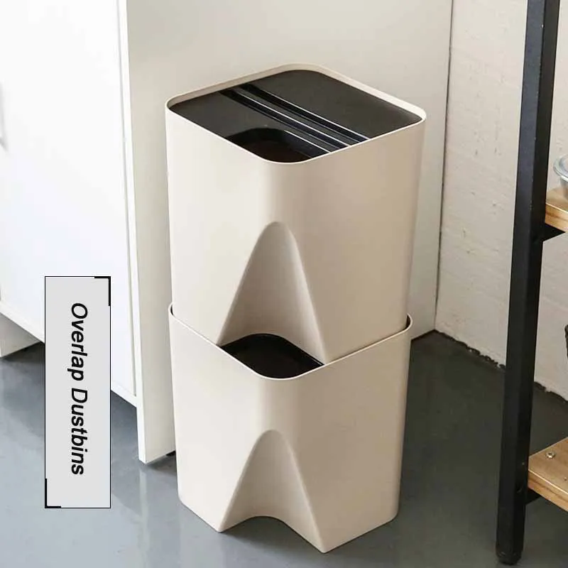 1 Pcs High Quality Japanese Overlap able Trash Cans Creative Household
