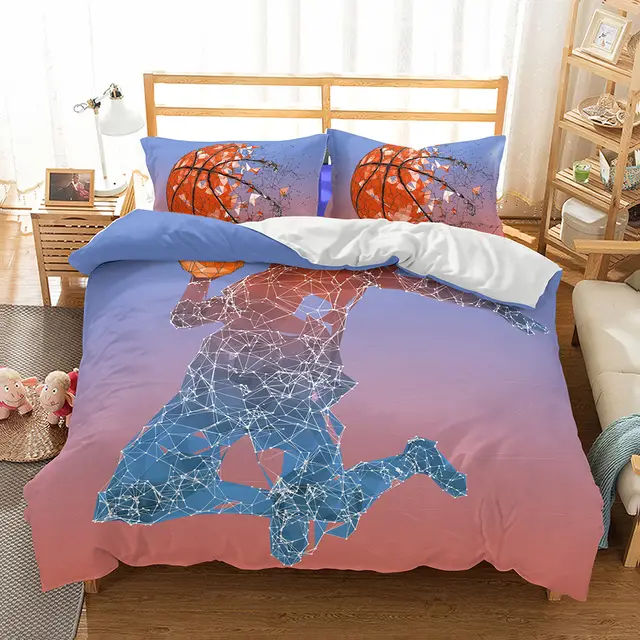 Fanaijia Basketball Bedding Set 3d Printed Sports Duvet Cover With