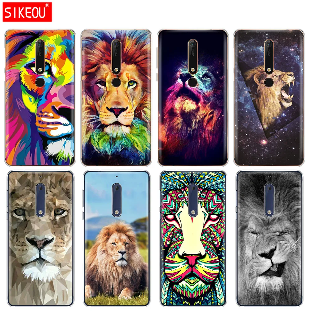 

silicone cover phone case for Nokia 5 3 6 6.1 7 PLUS 8 9 /Nokia 6.1 6 2018 case The king of beasts lion