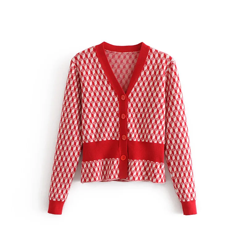 2018 autumn new v-neck button cardigan long-sleeved slim slimming sweater coat |
