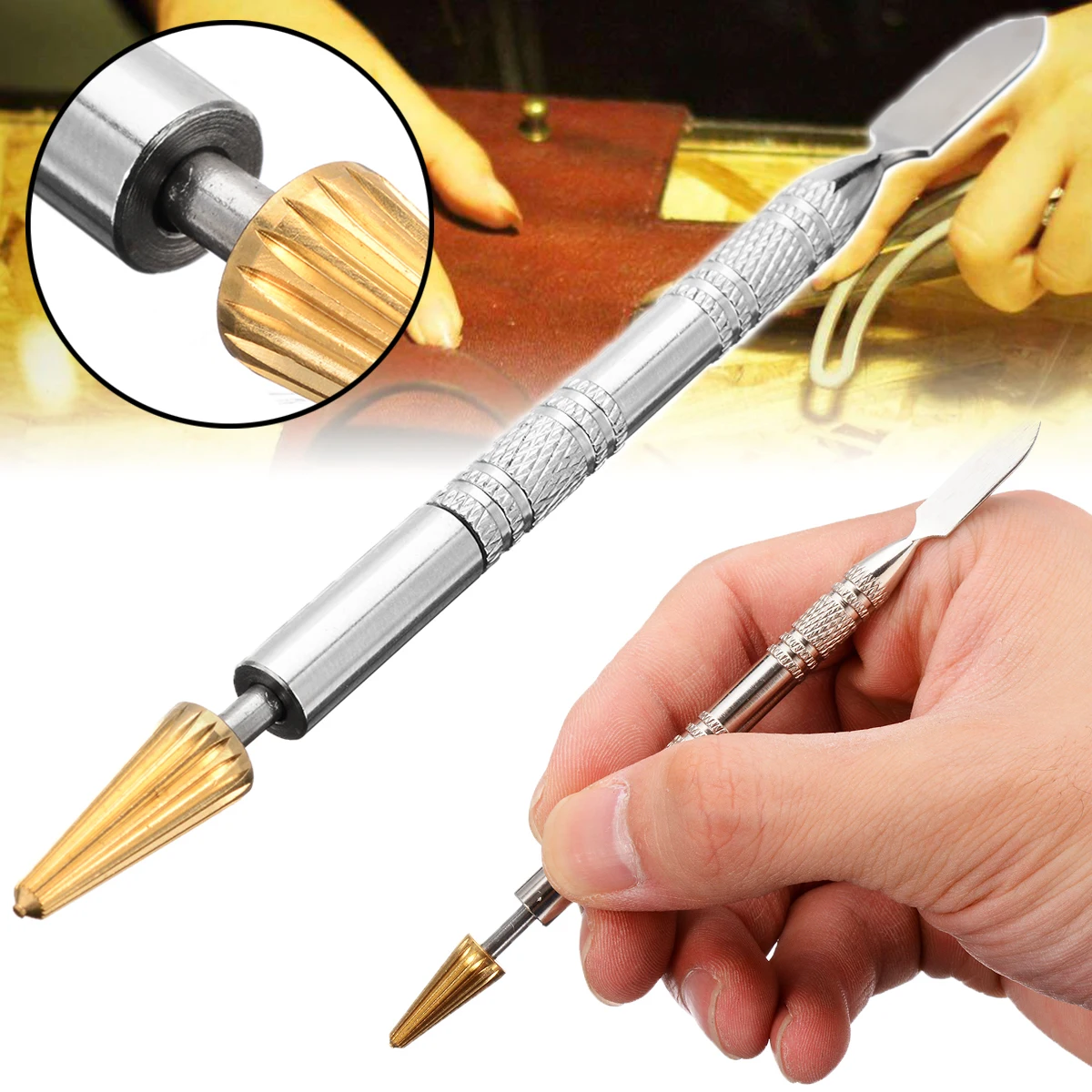 Leather Edge Oil Paint Roller Tools Straight Line Copper Pen Head Craft Top Edge Dye Pen Applicator Belt for Leathercraft DIY