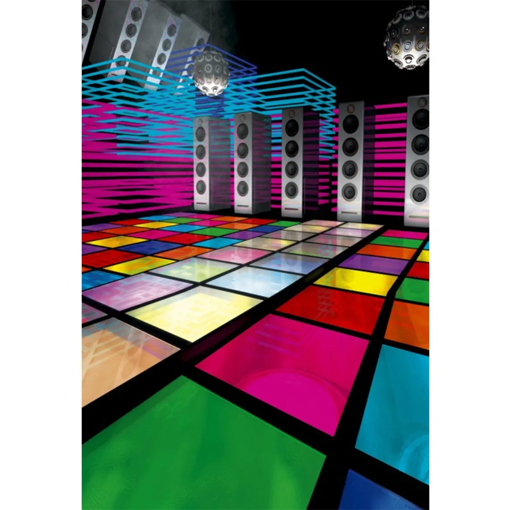 

Laeacco Vinyl Backgrounds For Photography Disco Party Music Speaker Ball Floor Baby Cartoon Portrait Photo Backdrop Photo Studio