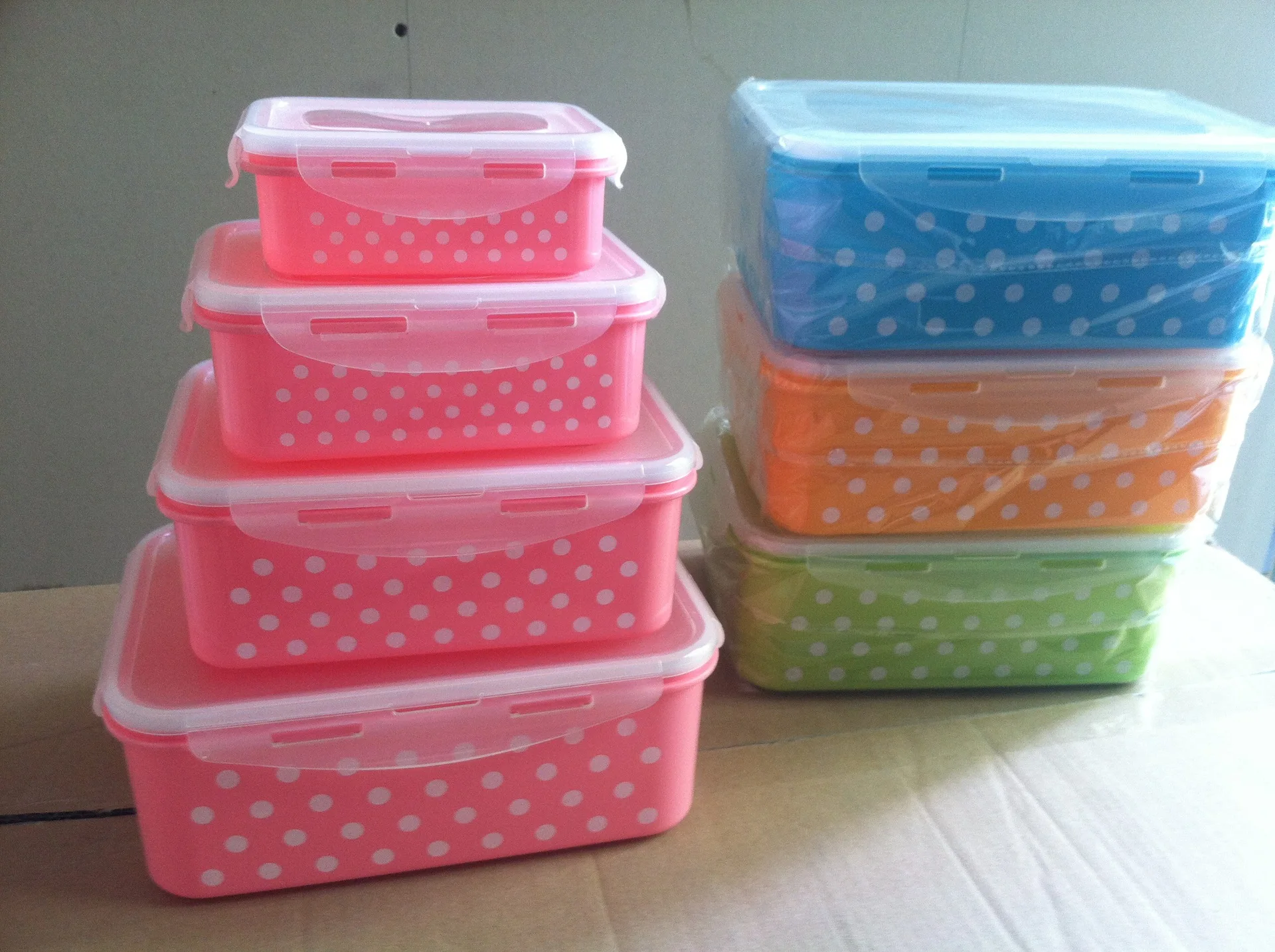 Buy Lunch Box Cutlery Solid Polka Dot Crisper Kitchen Household Plastic Bento