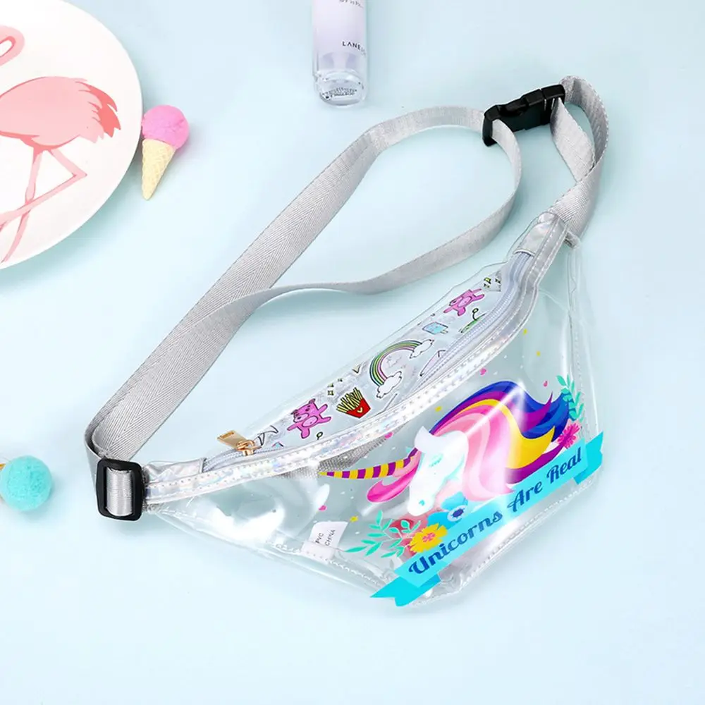 

1PC New Popular Women Transparent PVC Belt Bag Unicorn Flamingo Printed Waist Packs Bag Travel Pouch Ladies Fashion Bags