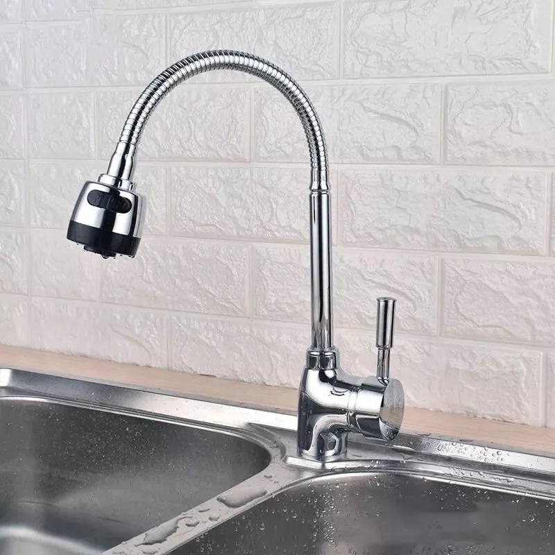 Kitchen Faucet Brass Deck Mounted Pull-out Swivel Spray Mixer Tap Free deformation 360 Swivel Handheld Shower Kitchen