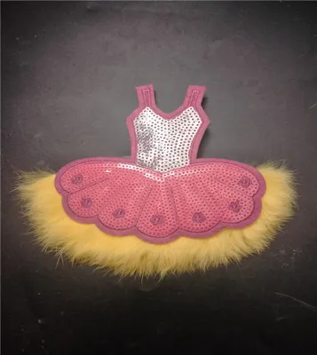 Платье с меховыми пайетками патчи para vestuario apliques de roupa декоративные вышивать на пачках для одежды parches para la ropa - Цвет: 4