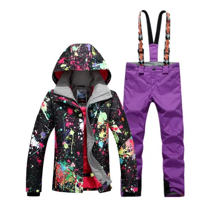 GSOU SNOW traje de esquí a prueba de agua mujer chaqueta de esquí pantalones de invierno al aire libre esquí nieve Snowboard chaqueta pantalones conjuntos de Snowboard