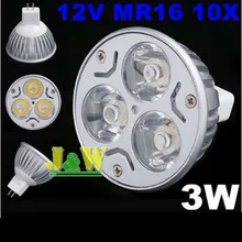 12V 3W MR16/GU5.3 White LED Light Led Lamp Bulb Spotlight Spot Light Free Shipping,10PCS