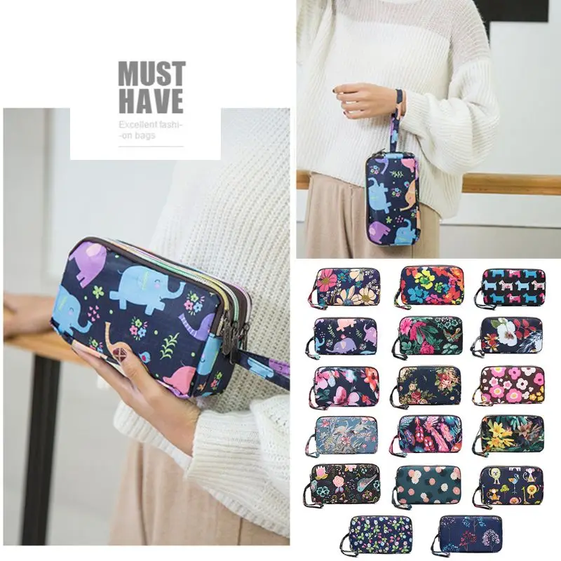 

Women Wallet 2019 Premium Fashion Casual Women Flower Zipper Nylon Wallet Women Clutch Handbag Card Holder Bags Coin Purse