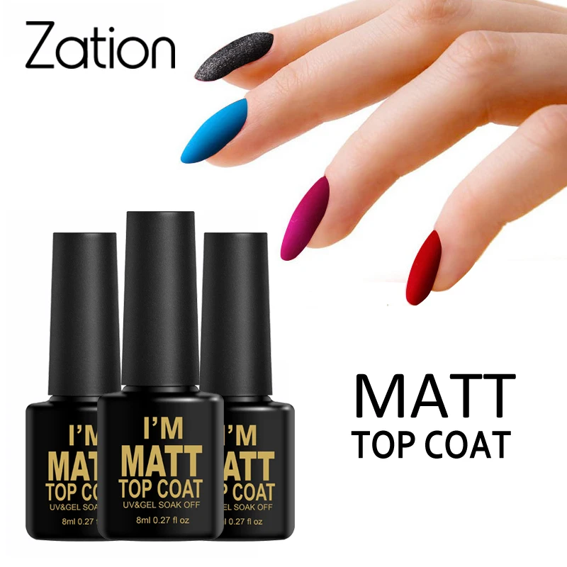 

Zation Professional 8ml UV LED Matt Top Coat Nail Gel Polish Nail Art Transparent Matte Gel Lacquer Top Gel Scrub Seal Glue