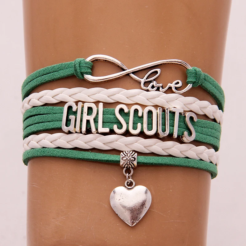 NCRHGL Infinity love GIRL SCOUTS bracelets bangles Heart charm GS