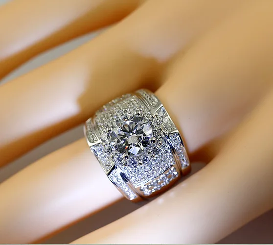 Модное кольцо в стиле бохо, кольцо на палец с белым цирконием, Винтажное кольцо 925 пробы с серебряным покрытием для женщин и мужчин, свадебные кольца, вечерние аксессуары