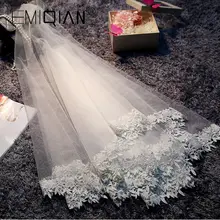 Элегантная свадебная вуаль цвета слоновой кости, тюль, кружево, окантовка, аппликация, свадебная вуаль, потрясающие женские свадебные аксессуары