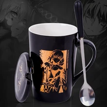 Аниме Fate FGO Saber Altria Pendragon Косплей золотой знак горячего тиснения чашка с ложкой крышкой керамическая кружка для ежедневного напитка Чай Молоко Кофе