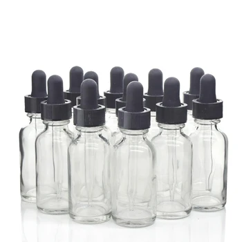 12pcs 1 Oz 30ml Clear Glass Dropper Bottle with glass eye dropper pipettes for essential oils argan e liquid empty refillable 5ml10ml15ml20ml30ml50ml100ml empty cosmetic dropper bottle blue essential oil containers glass pipettes essence package