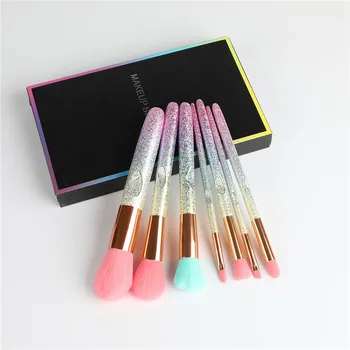 

7Pcs/Set Diamond Makeup Brushes Set Foundation Powder Cosmetics Brush Rainbow Eyeshadow Blush Powder Brush Kit With Box 05