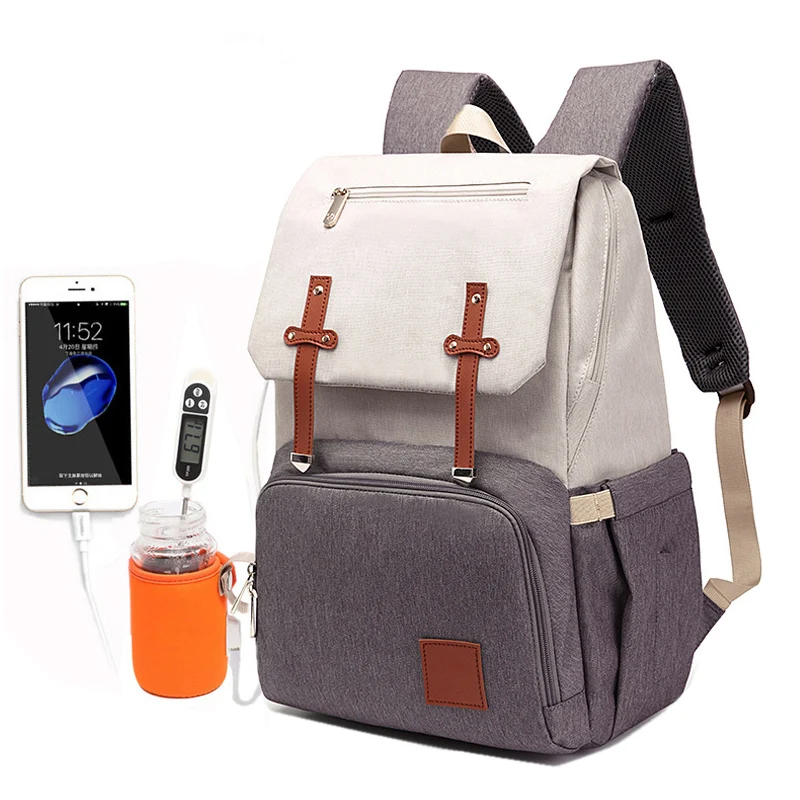 

Diaper Bag Mummy Daddy Backpack Baby Stroller Bag Waterproof Oxford Nursing Nappy Kits Maternity Bag USB Warmer Holder