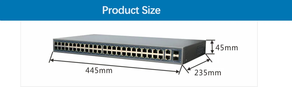 48 портов POE коммутатор Ethernet с 48 портов POE питания к адаптеру камеры "блок управления, беспроводной ap, с 48 10/100M 2 порта 1000 м 2 порта SFP COMBO