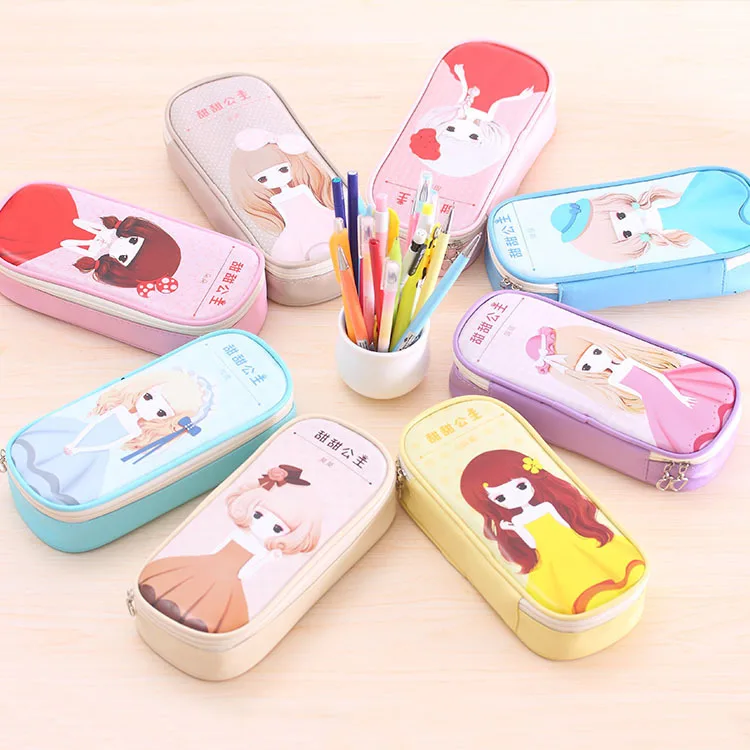 Creative Sweet Princess Pencil Case PU Pencil Bag For Girls Korean