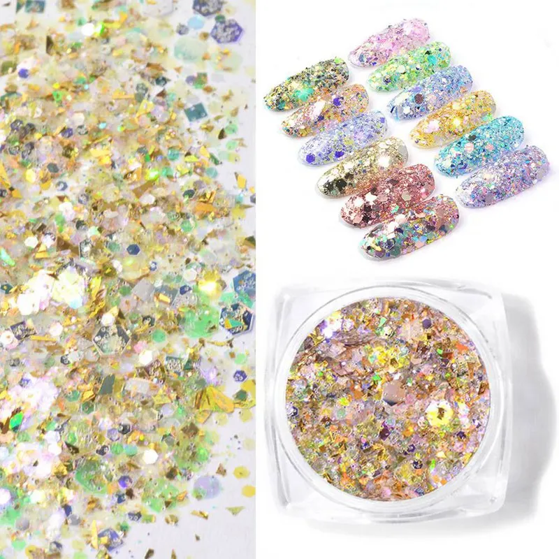 New Shining Light Onion Powder Ultra-thin Nail Glitter Sequins Fashion Colorful Glitter Acrylic Powders For Nail Art