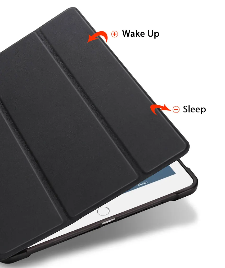 TPU Soft Tablets Case For iPad 9.7 2017 2018 Protective Cover Tri-folded Tablet Case With Pencil Slot For iPad 2018 Case iPad9.7-9