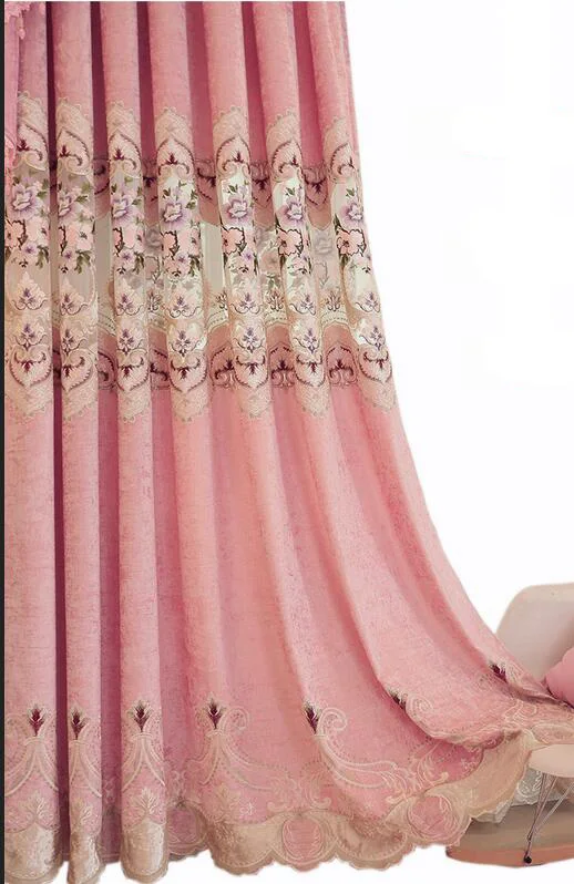 1pc curtain Ограниченная серия, тканые офисные романтические бархатные занавески с вышивкой, тюлевые занавески для спальни, отвесные занавески, ткань для гостиной - Цвет: 1pc curtain