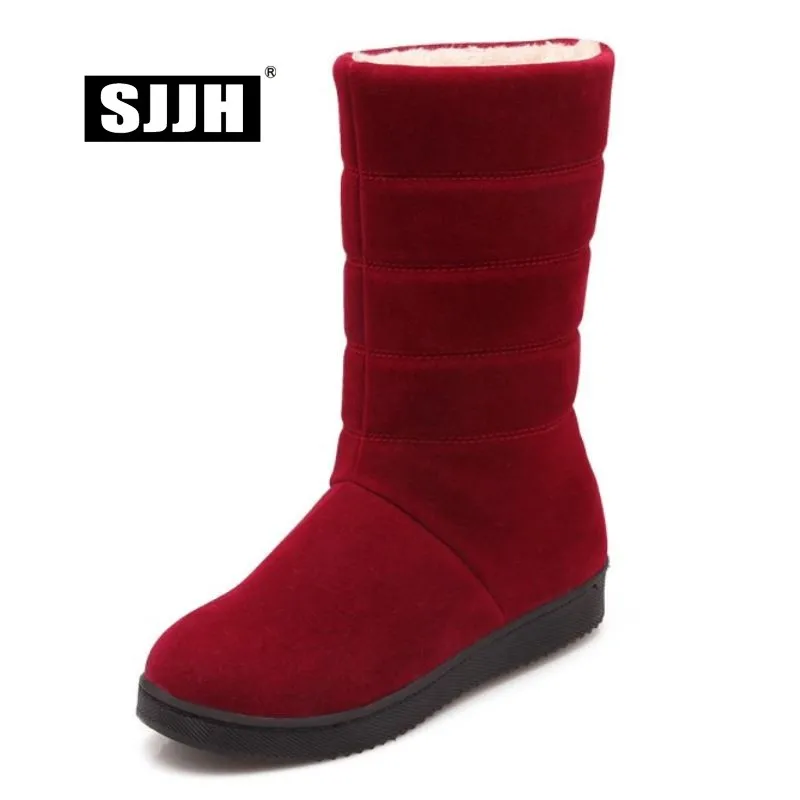

SJJH Women Flat Snow Boots with Round Toe Velvet Slip-on Plush Roman Boots Comfort Winter Fashion Casual Shoes for Girls A1367