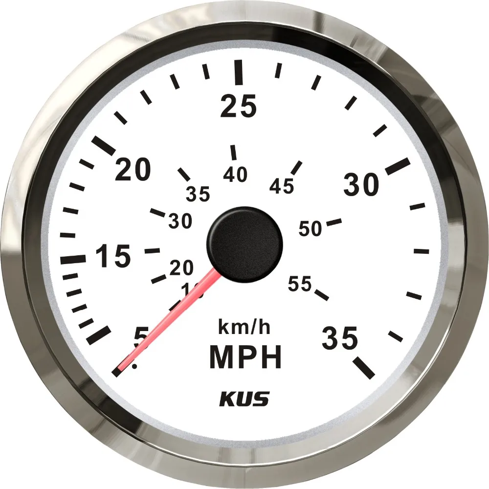 KUS 85mm white stainless steel bezel speedometer 0 35MPH for boat|boat ...