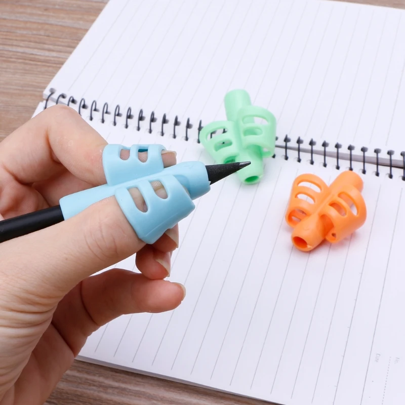 

3Pcs Two-finger Grip Silicone Baby Pencil Holder Learn Writing Tools Writing Pen
