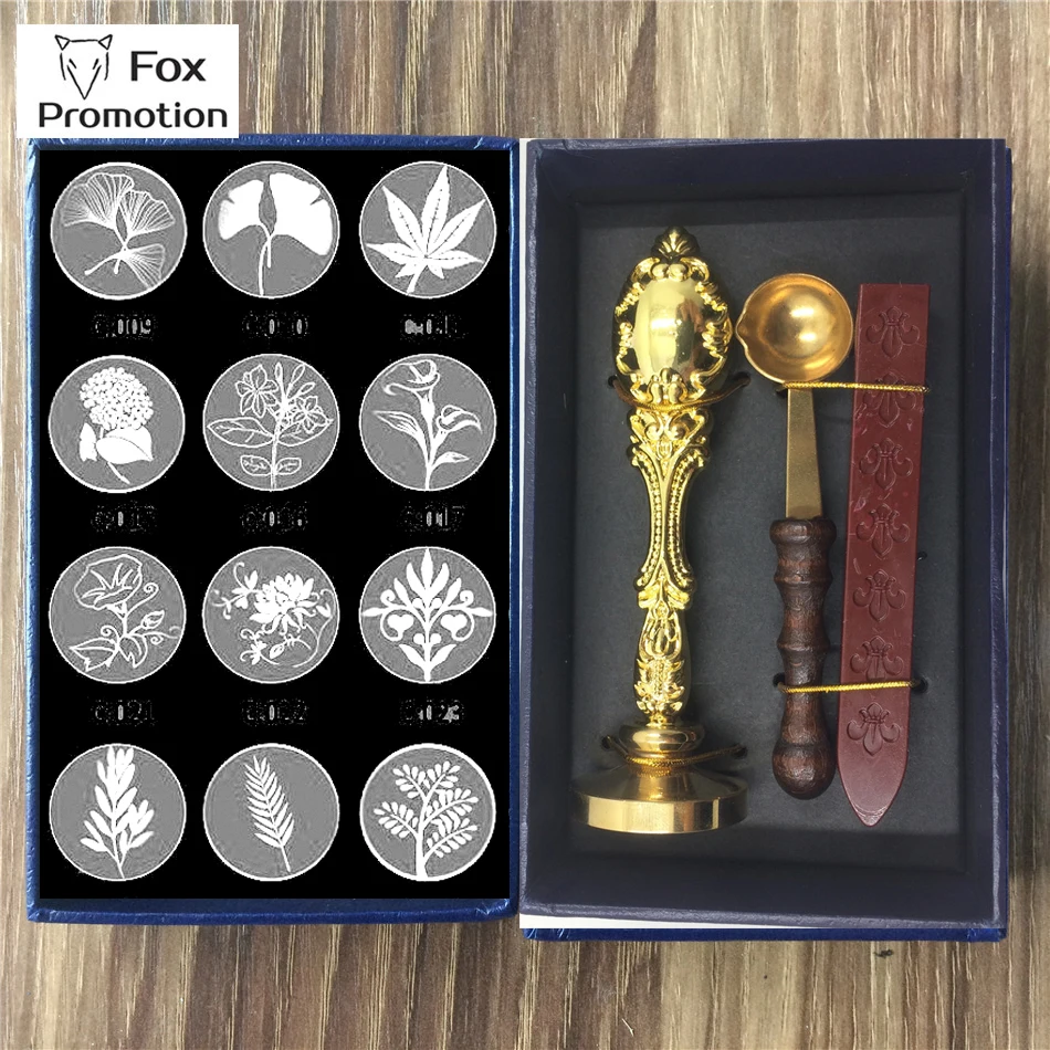 

Natural tree Plant wax seal Gift Box copper stamp metal handle spoon,league DIY gift ancient seal stamp set,vintage high quality