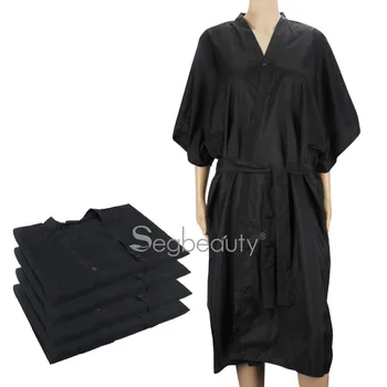 

Segbeauty Long Spa Massage Robe Kimono Bath Gown Smock Cape Dress Hair Dye Shampoo Makeup Client Apparel Uniform_Black
